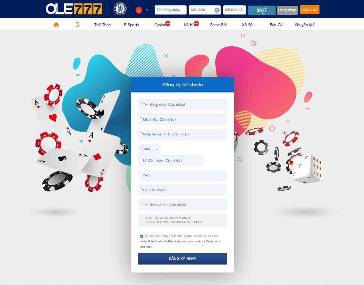 Hướng dẫn đăng ký và đăng nhập tài khoản tại Ole777