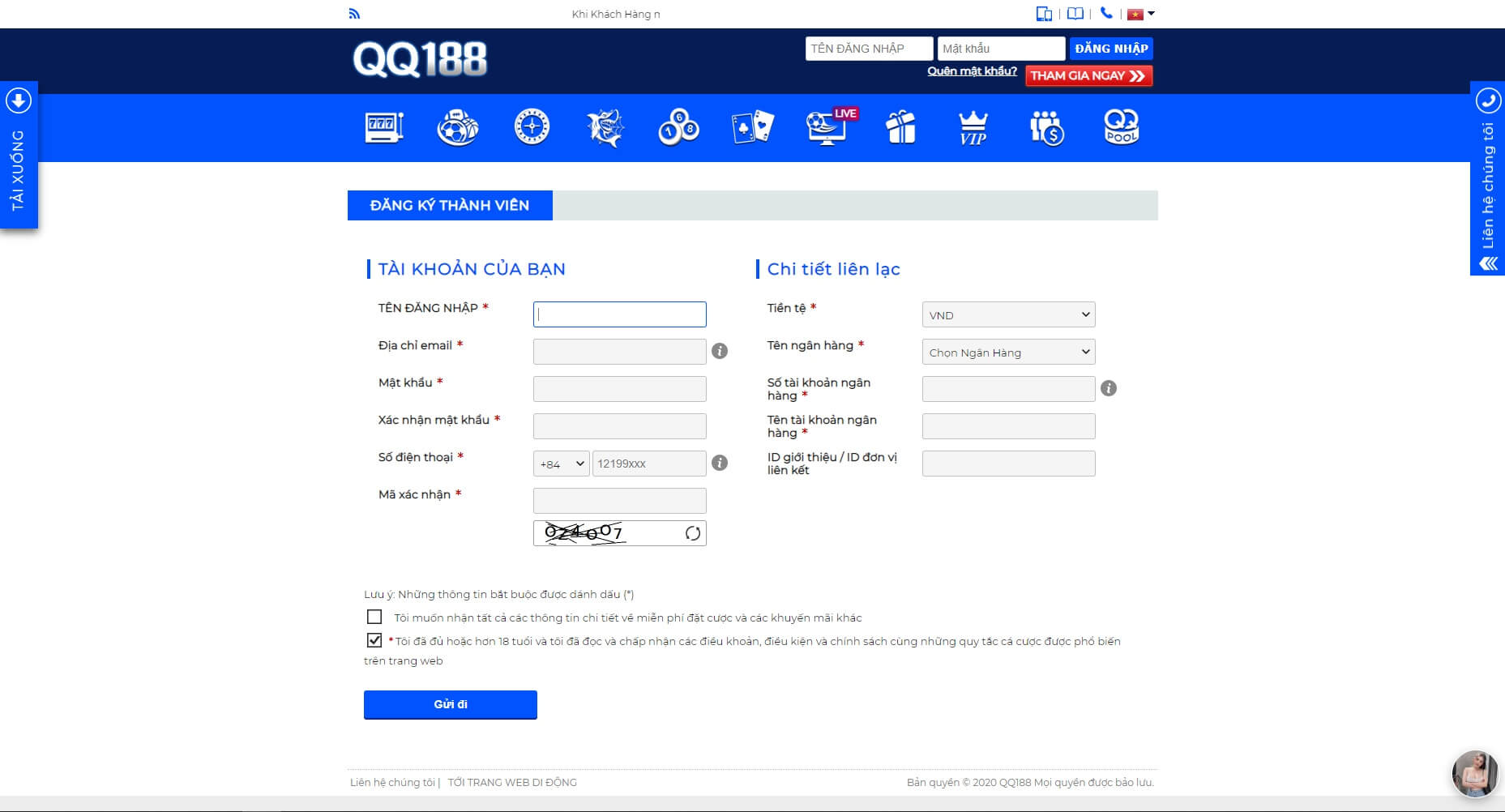 Hướng dẫn đăng ký và đăng nhập tài khoản tại QQ188